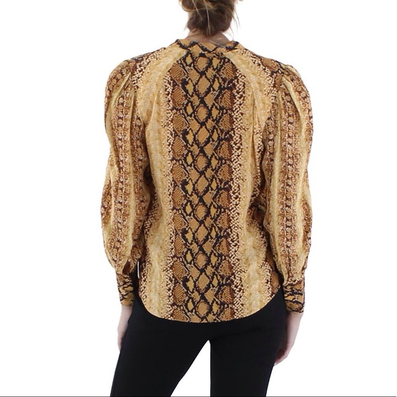 Joie Snake Animal Print Button Down Long Sleeves 100% Viscose Blouse Top Size M‎ - Picture 7 of 8